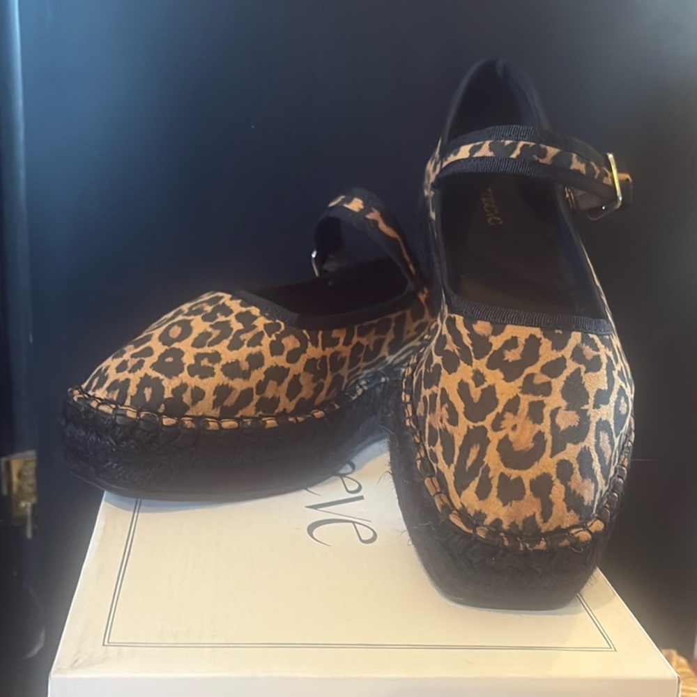 Leopard Print Mary Jane Espadrille Flats